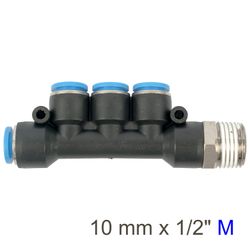 Pu Hose Fitting Manifold 4 X 10mm Port X 1/2'm